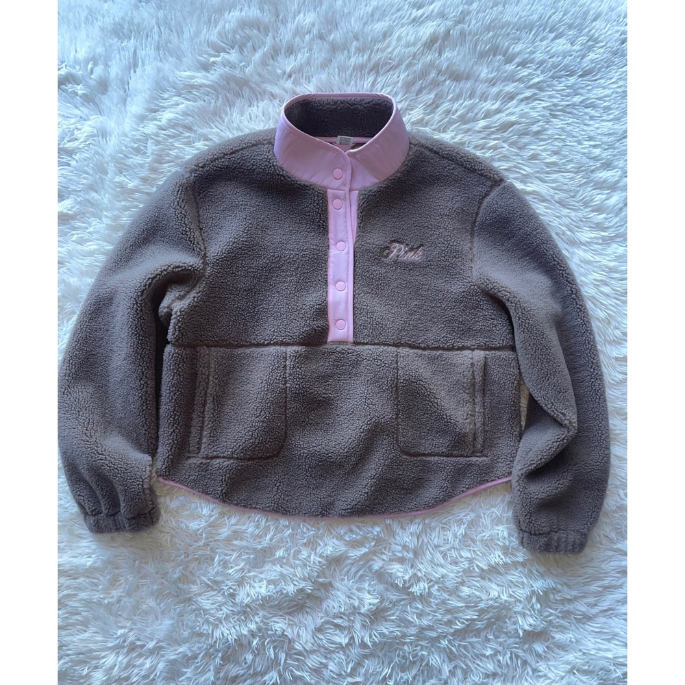 PINK Victoria's Secret Sherpa Fleece Snap Pullover